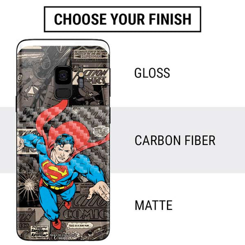 DC Comics Superman Vintage Action pose pattern Galaxy S9 Skin